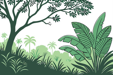 108 lush green foliage, tropical leaves, dense plant growth, vibrant greenery, botanical background, natural texture, verdant vegetation, abundant foliage, thriving nature, flourishing plants