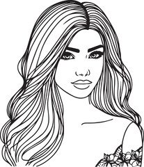 Elegant Black & White Beautiful Girls Vector Illustrations