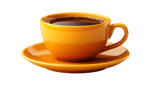 A Vibrant Cup of Coffee in a Bright Yellow Setting for the Perfect Morning Brew Experience