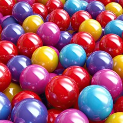 Colorful, glossy spheres in vibrant hues.  Dense cluster of many round objects
