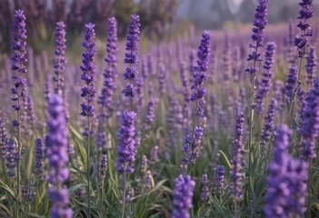 Obraz premium Intricate lavender blooms, vibrant purple hues, summer, pretty