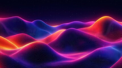 Obraz premium Abstract digital landscape with vibrant colors and glowing hills