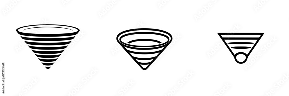 Aufkleber various vector illustration icons of funnel designs with striped patterns and plain styles in differ