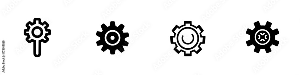 Poster vector illustration of gears showcasing different designs and variations for engineering and mechani
