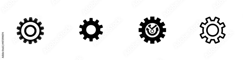 Poster vector illustration of various gear icons for design and technological applications in a simple layo