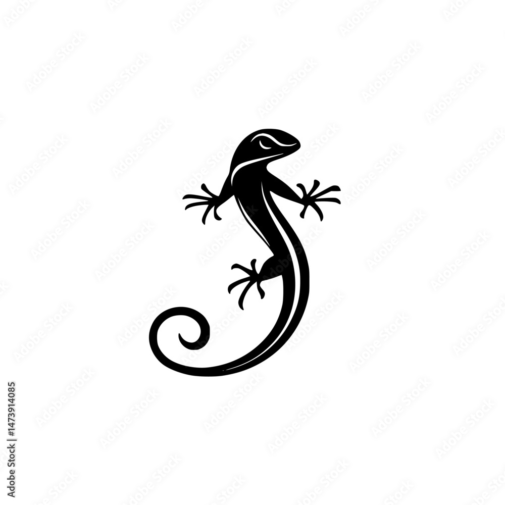 Poster stylized vector illustration of a gecko with distinctive features on a plain background