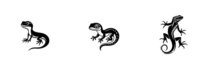 Fototapeta premium Vector illustration icons of lizards showcasing different poses and styles suitable for various design projects