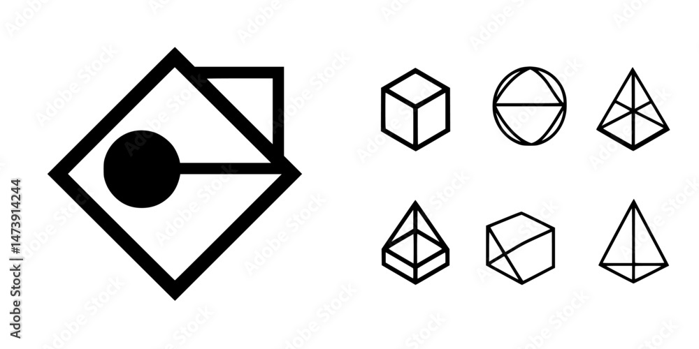 Poster vector illustration of geometric shapes and forms in a minimalist design style