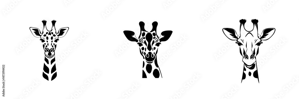 Poster giraffe vector illustrations showcasing playful expressions and unique designs in a minimalistic sty