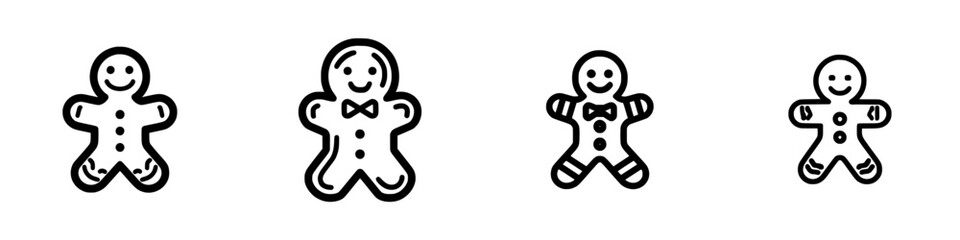 Various gingerbread cookie vector illustrations celebrating holiday treats and festive traditions with smiling designs