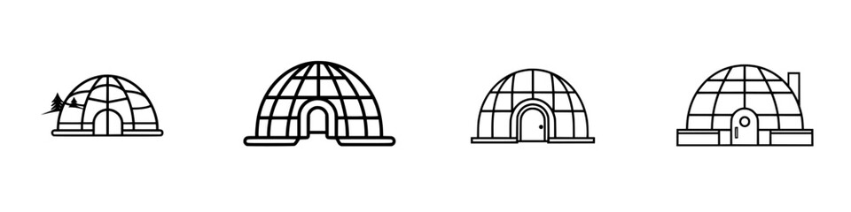 Fototapeta premium Vector illustration showing a series of igloo designs highlighting architectural evolution and cultural significance in cold climates