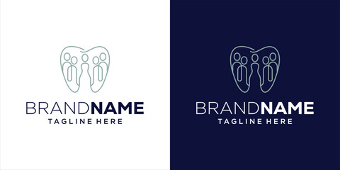 Creative Tooth Logo with Abstract People, Design Inspiration, Vector, Illustration