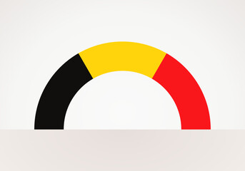 Semicircular flag of Belgium. Arc shape like a rainbow.