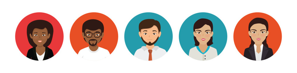 Color avatar icon. People faces avatars vector. Profile avatar symbol. Vector illustration eps 10