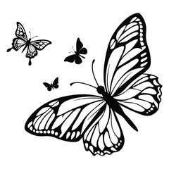Butterfly silhouette vector, butterfly isolated on white butterflies silhouettes