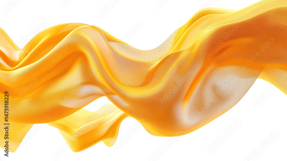 Poster soft golden silk texture with flowing waves creates an abstract shiny background, isolated on transp