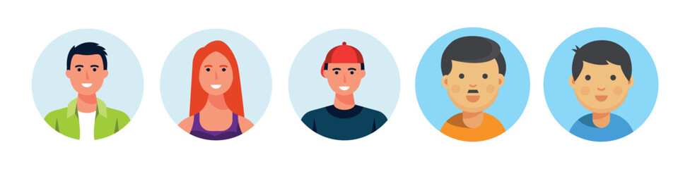 Business people avatar icon. Profile diverse empty faces for social network and applications. Vector abstract illustration eps 10