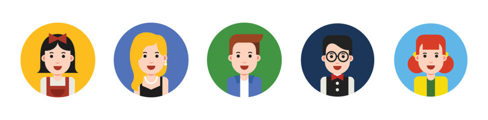 Business people avatar icon. Profile diverse empty faces for social network and applications. Vector abstract illustration eps 10