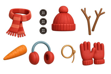 Winter clothing 3d icons set – cozy, seasonal, fashion essentials visuals