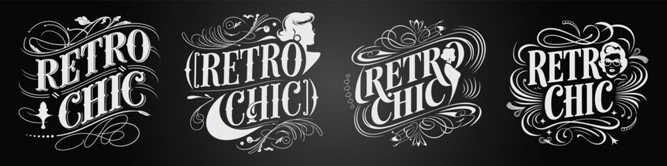 Retro Badge Label Design with Chalk Calligraphy