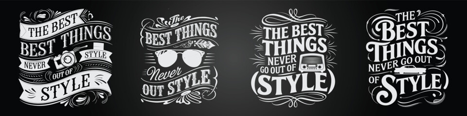 Naklejka premium Vintage Style Hand-Drawn Emblem and Chalk Text Collection