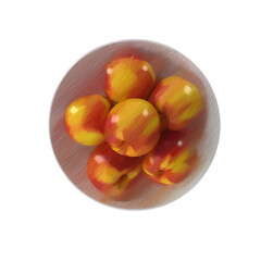 Nectarines on a plate sketch isolated transparent background 3d rendering
