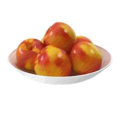 Nectarines on a plate sketch isolated transparent background 3d rendering
