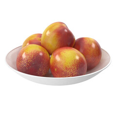 Nectarines on a plate isolated transparent background 3d rendering
