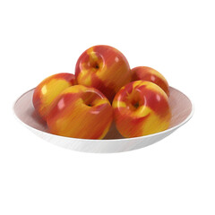 Nectarines on a plate sketch isolated transparent background 3d rendering
