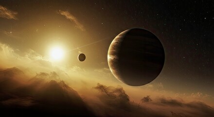 Obraz premium Concept Image: ROXs 42 Bb - Solitary Drift in Dusty System Outskirts