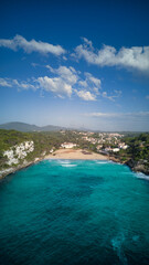 Obraz premium Cala Romantica beach in Mallorca, seen from a drone