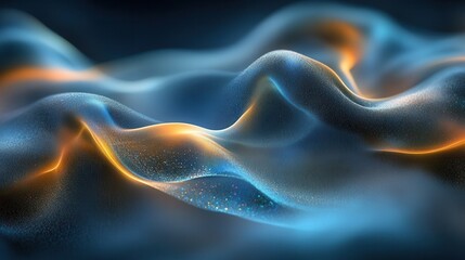 Obraz premium Abstract digital waves of glowing blue and orange