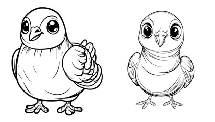 A contemporary drawing of a cartoon pigeon set against a plain white backdrop