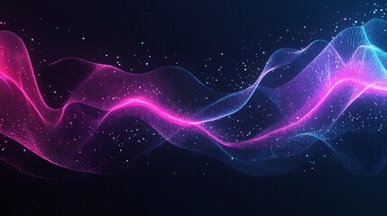 Fototapeta premium Abstract digital waves of pink and blue light