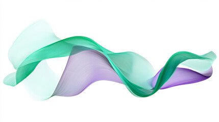 Floating ribbons in green and purple create an abstract interaction with invisible waves