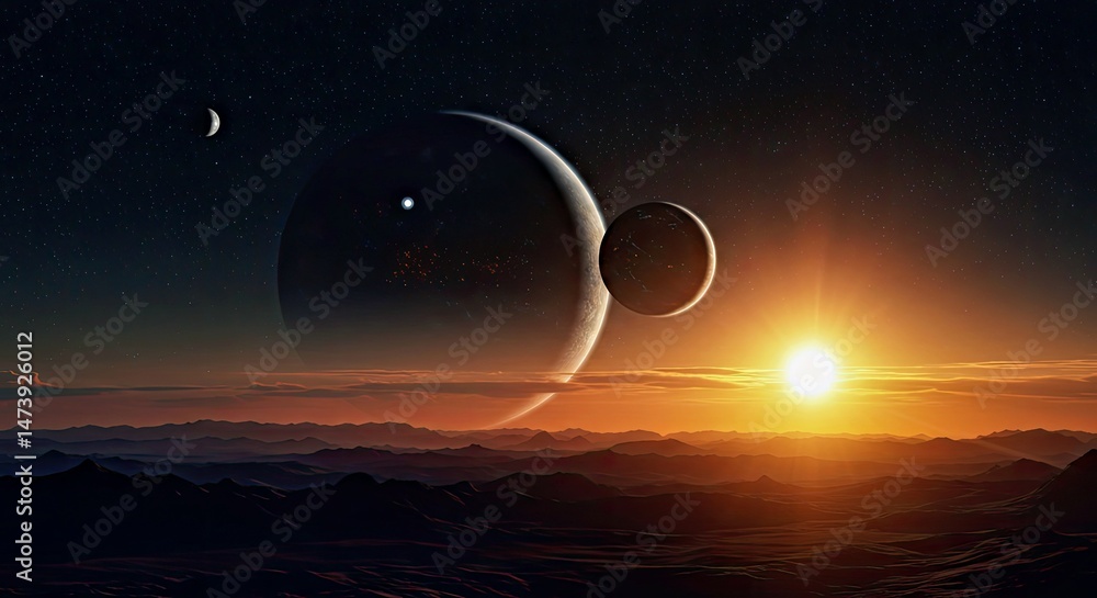 Wall mural stunning cosmic portrait: alpha centauri binary system from planet