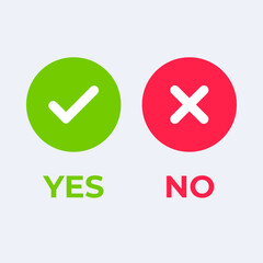 Green check mark with the word yes and a red x with the word no.