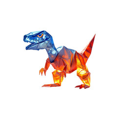 Obraz premium Fiery Blue Origami Raptor Dinosaur