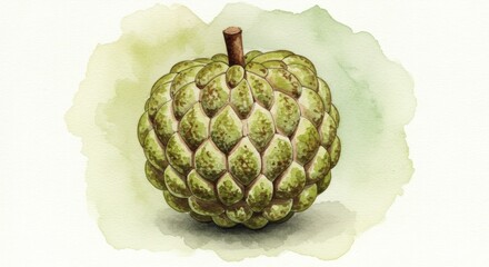 Fototapeta premium Watercolor sugar apple fruit painting