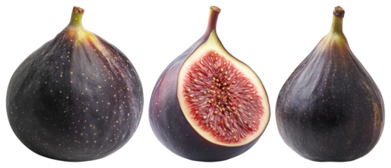 PNG Fresh figs ripe delicious vibrant, element set on transparent background