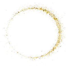 Gold Crumb Circle Frame — Sparkling Particles, Pebbles, and Dust Trail for Luxury Vintage Jewellery Designs and Realistic Precious Metal Illustrations
