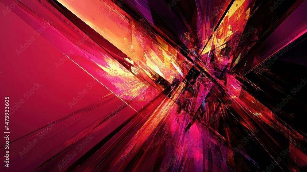 Wall mural an abstract artwork representing sharp angles and vibrant color contrasts