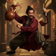 Fototapeta premium The young man known for his drunken fist fighting style