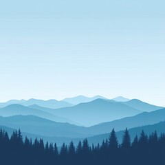 Misty mountain range silhouettes