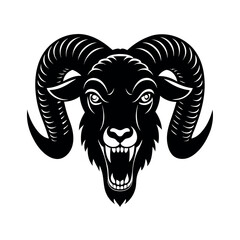 Fuming Ram Face Vector Tattoo Illustration
