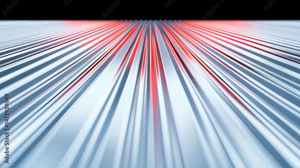 Poster ribbed metal roof panels with clean symmetry and reflections, showcasing intricate textures and patt