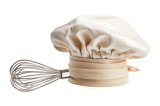 Culinary creations chef's hat and whisk kitchen photography modern setting close-up cooking passion