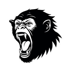Mad Chimpanzee Screech Vector Artwork Illustration
