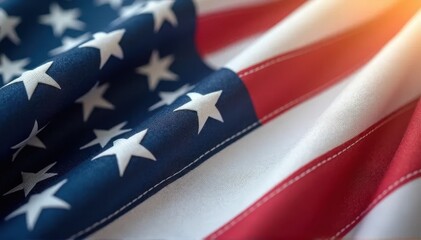 Fototapeta premium Close-Up of American Flag in Sunlight