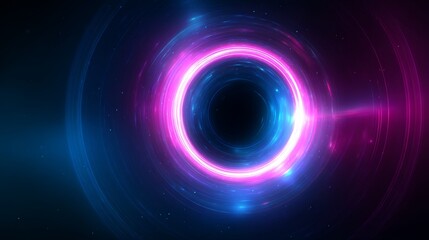 Obraz premium Neon cosmic vortex with glowing center, a surreal dance of pink and blue energy in deep space